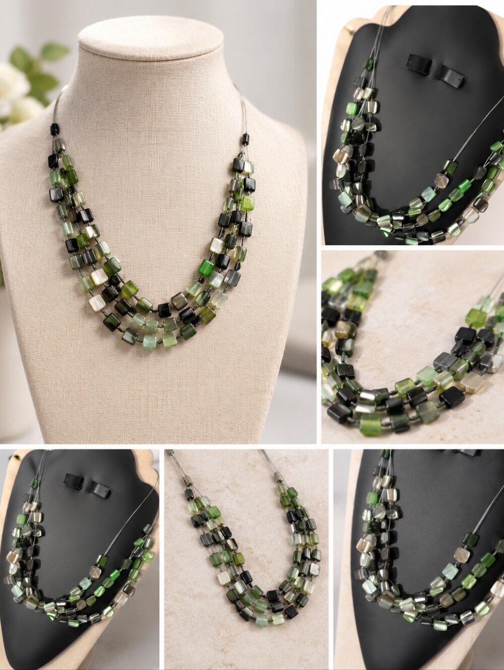 Boho bright shell beaded it wired necklace